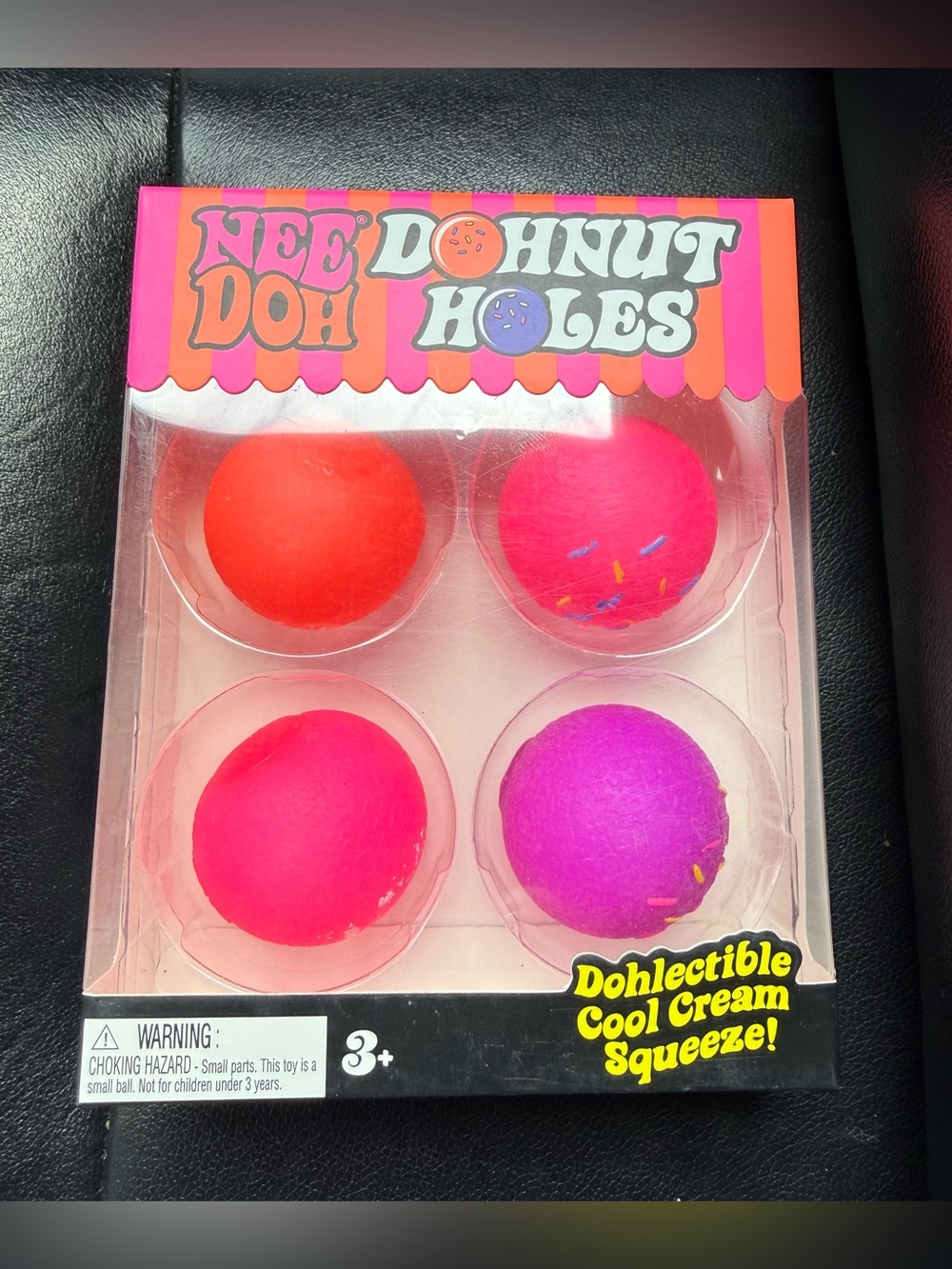 VIRAL ON TIK TOK- NEEDOH Donut Holes Squeeze Toy Set - Vibrant Pink and Orange